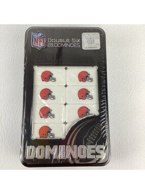 Cleveland Browns Double Six Dominoes Game Set NFL Football Storage Tin New